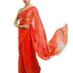 Orange Pure Georgette Lehariya Saree | Traditional Pattern | Jaipurio Designer Collection